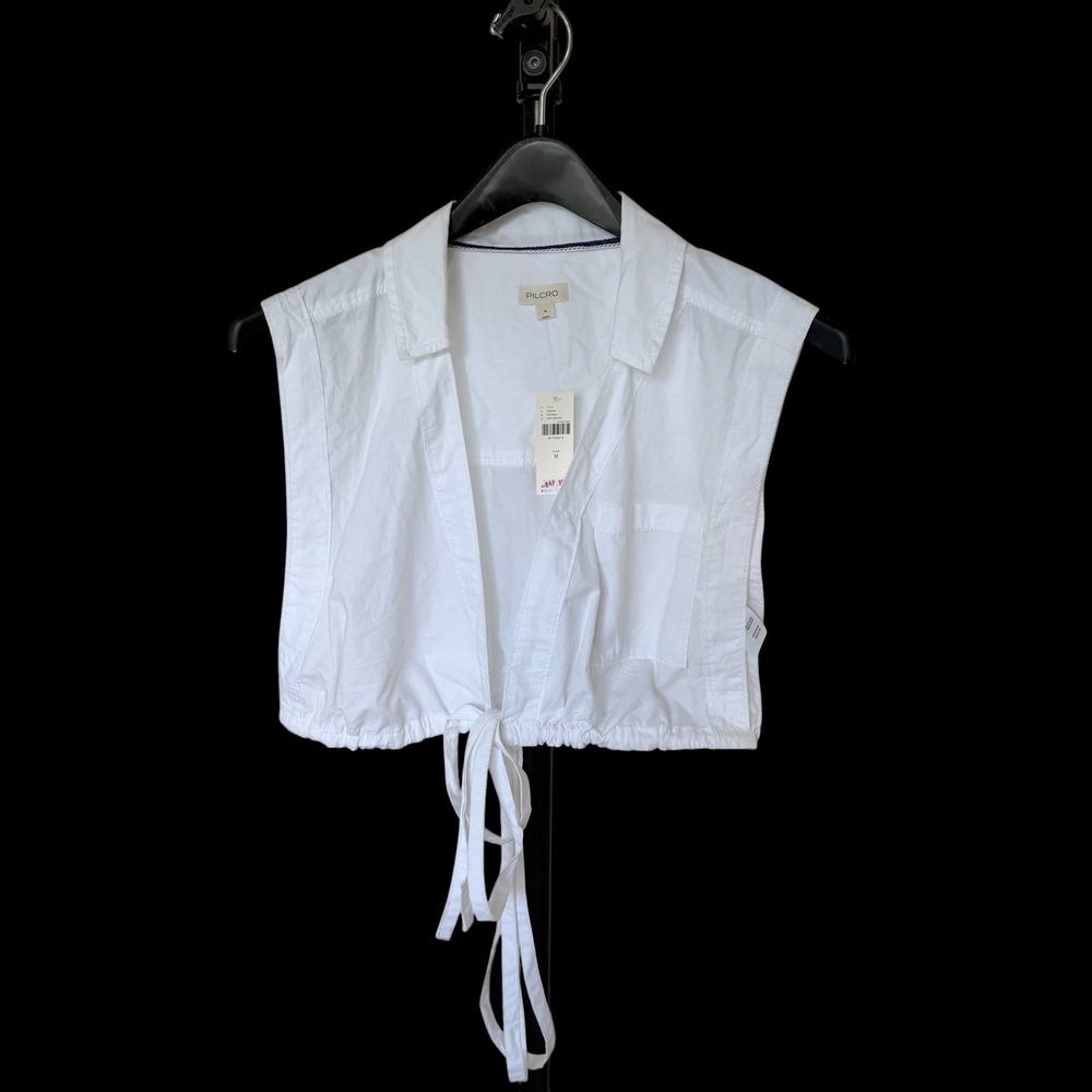 Pilcro Anthropologie White Sleeveless Tie Front Crop Top Shirt‎ Medium NWT